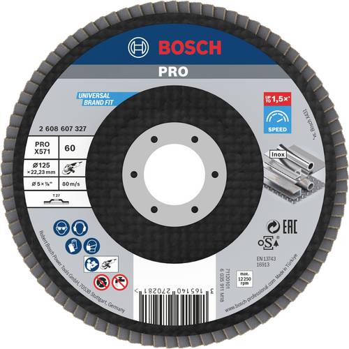 Thumbnail - Bosch Accessories 2608607327 X571 Fächerschleifscheibe Durchmesser 125 mm Bohrungs-Ø 22.33 mm Stahl 1 St.