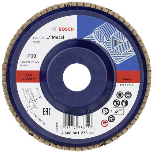 Thumbnail - Bosch Accessories 2608601275 X431 Fächerschleifscheibe Durchmesser 125 mm Bohrungs-Ø 22.33 mm Stahl 1 St.