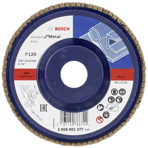 Thumbnail - Bosch Accessories 2608601277 X431 Fächerschleifscheibe Durchmesser 125 mm Bohrungs-Ø 22.33 mm Stahl 1 St.