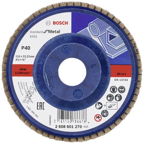Bosch Accessories 2608601270 X431 Fächerschleifscheibe Durchmesser 115 mm Bohrungs-Ø 22.33 mm Stahl 1 St.