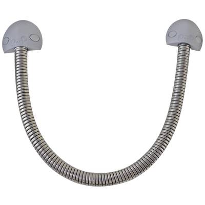 Eine flexible Metallwendel mit zwei abgerundeten Endkappen. Sie bildet eine U-Form und könnte Teil einer Dusche oder eines Wasseranschlusses sein.