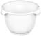 Weiße Rührschüssel mit glatter Oberfläche. Ideal für Küchenanwendungen wie Mixen oder Kneten.