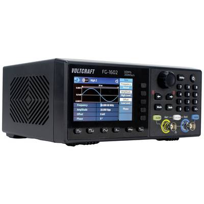 Frequenzgenerator mit digitalem Display, zeigt eine Sinuswelle und Einstellungen wie Frequenz, Amplitude und Phase.