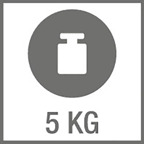 Ein Gewichtssymbol zeigt 5 Kilogramm an.