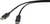 Zwei schwarze DisplayPort-Kabel mit Steckern an den Enden, auf weißem Hintergrund liegend.