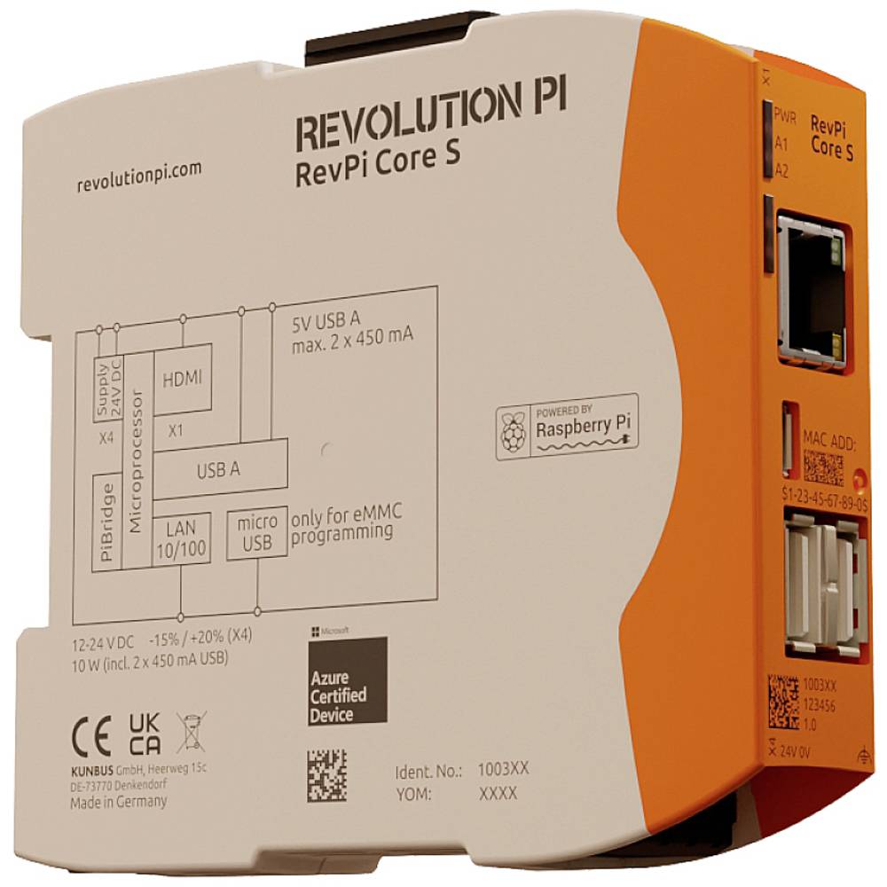 Revolution Pi by Kunbus RevPi Core S 8 GB PR100359 PLC-aansturingsmodule 24 V/DC