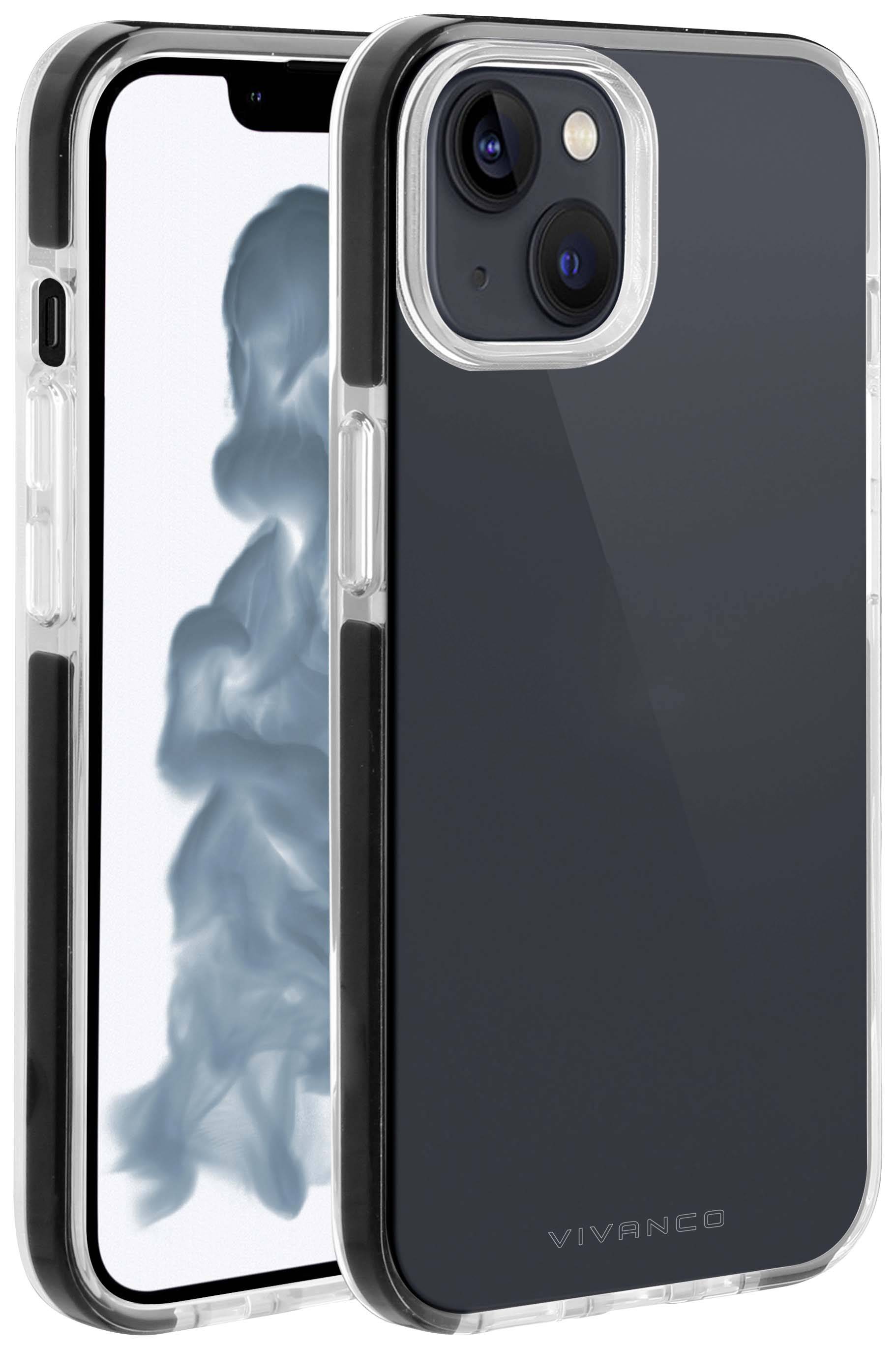 VIVANCO Rock Solid Backcover Apple iPhone 14 Transparent, Schwarz