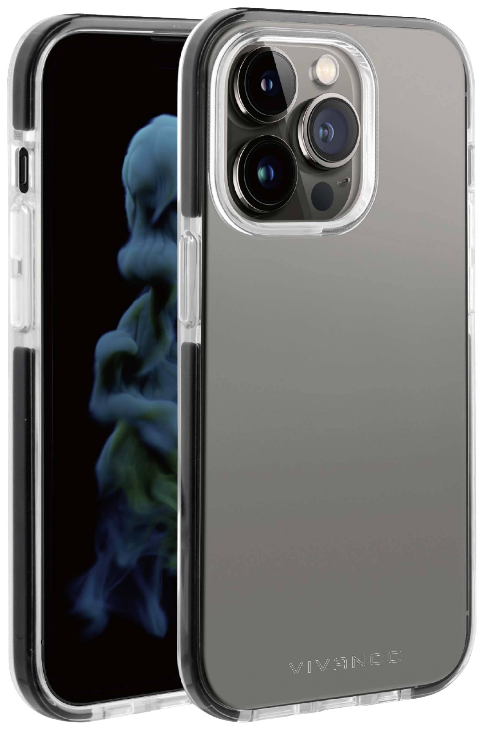 VIVANCO Rock Solid Backcover Apple iPhone 14 Pro Max Transparent, Schwarz