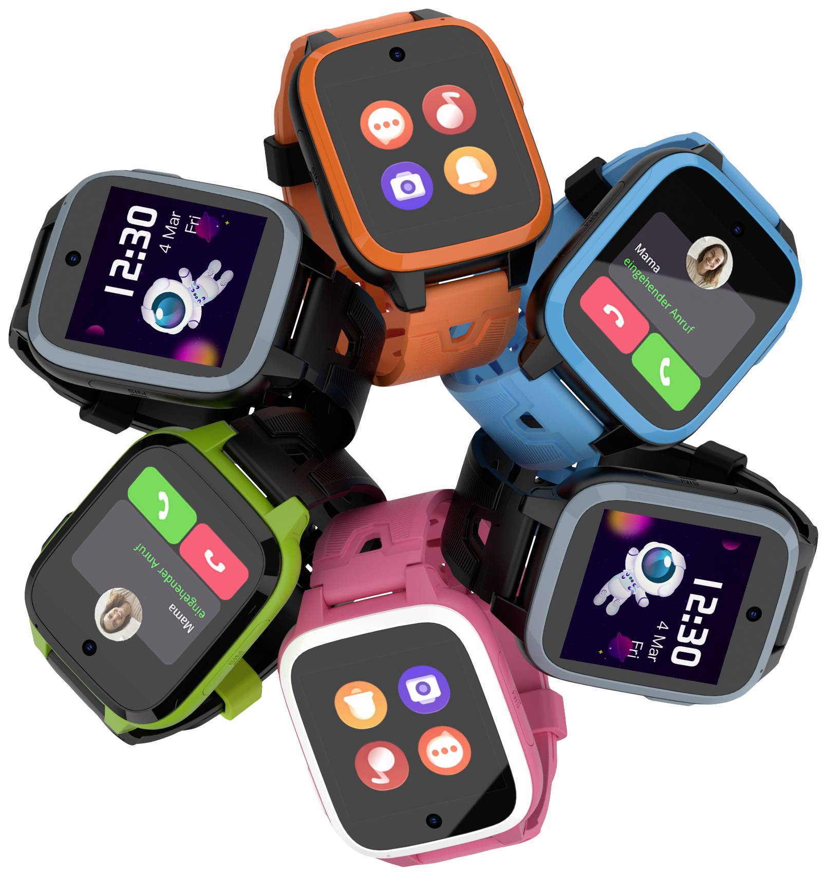 Kinder-Smartwatch mit Funktionen wie Anruf, Nachrichten, Standort und SOS-Taste