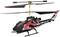 Ein ferngesteuerter Hubschrauber mit schwarzem, rotem und weißem Design. Die Rotoren sind oben angebracht.