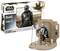 Eine 'Star Wars' Revell-Modellbausatz-Verpackung zeigt Mandalorianer mit einer Miniaturfigur und Diorama im Vordergrund.