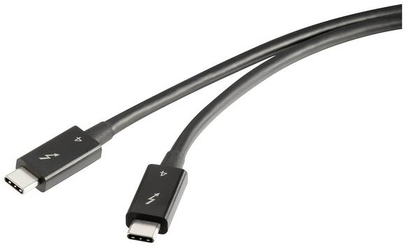 Renkforce Thunderbolt™-Kabel  Thunderbolt™ 4 Thunderbolt™ (USB-C®) Stecker, Thunderbolt™ (USB-C®) Stecker 0.80 m Schwarz doppelt geschirmt RF-5235980