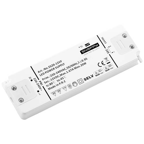 Dehner Elektronik SS 20-12VF LED-Trafo Konstantspannung 20 W 1.67 A 12 V/DC Möbelzulassung, Überlastschutz, Überspannung...
