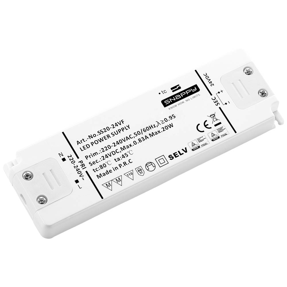 Dehner Elektronik SS 20-24VF LED-transformator Constante spanning 20 W 0.83 A 24 V-DC Geschikt voor 