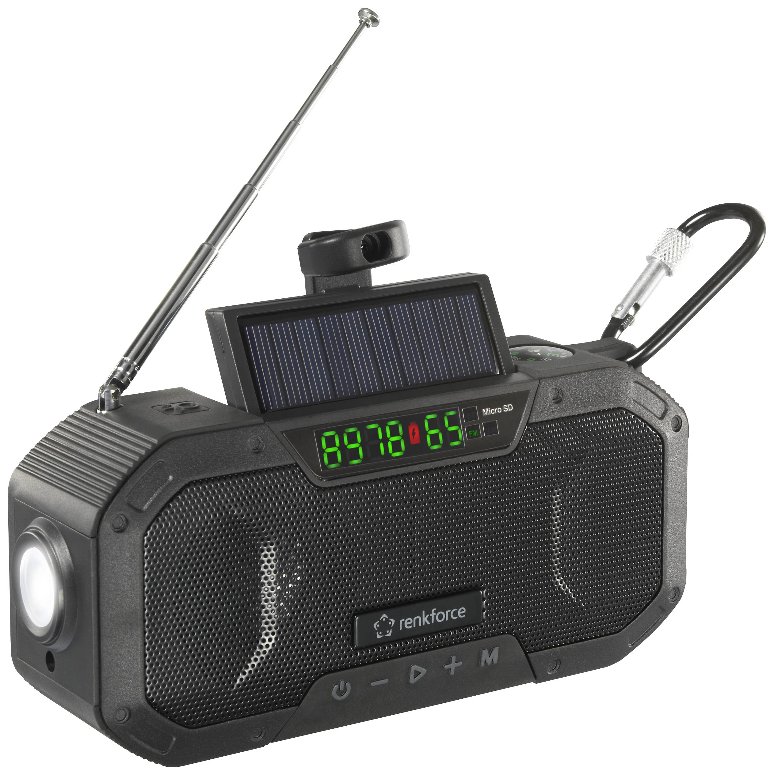 CONRAD Renkforce RF-CR-300 Outdoorradio UKW, MW Notfallradio, Bluetooth®, SD wiederaufladbar