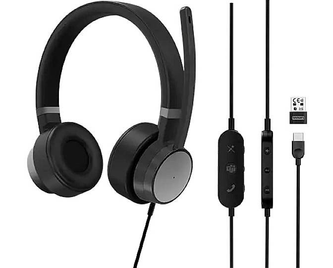 Lenovo Go Wired ANC Kopfhörer Kabelgebunden Kopfband Car/Home office USB Typ-C Schwarz-8