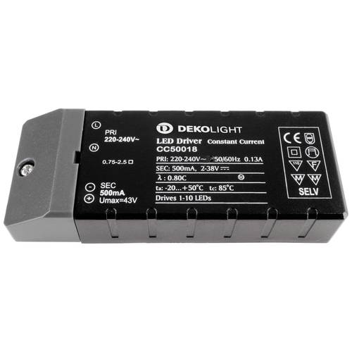 Deko Light BASIC, CC, CC50018/18W LED-Trafo Konstantstrom 18 W 500 mA 2 - 38 V 1 St.
