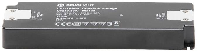 'DEKOLIGHT LED Driver Constant Voltage 24V, 60W, UT24V60W. Input 100-240V, 0.9A, 50/60Hz. Output 24V, 2.5A, 60W.'