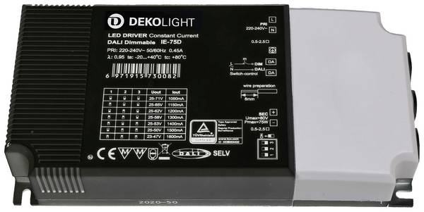 Deko Light BASIC, DIM, Multi CC, IE-75D LED-Treiber  Konstantstrom 75 W 1050 - 1600 mA 26 - 70 V dimmbar, Dali, einstellbar 1 St.