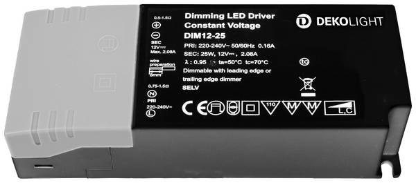 Deko Light BASIC, DIM, CV, 12V 2,5-25W LED-Treiber  Konstantspannung 25 W 200 - 2080 mA 12 V dimmbar 1 St.
