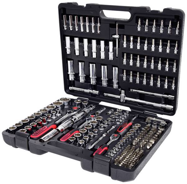 KS Tools KS TOOLS CHROMEplus - Knarre - 195 Stücke - 1/4", 1/2", 3/8" Steckschlüsselsatz metrisch 1/4" (6.3 mm) 195teilig 918.0795