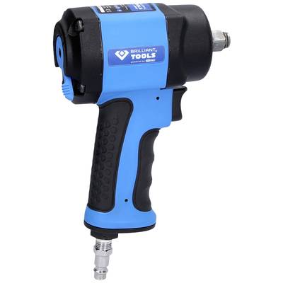 Ein blau-schwarzer pneumatischer Schlagschrauber mit ergonomischem Griff und Schnellwechselfunktion.