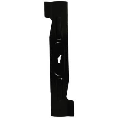 Ein schwarzes Ersatzmesser für einen Rasenmäher.