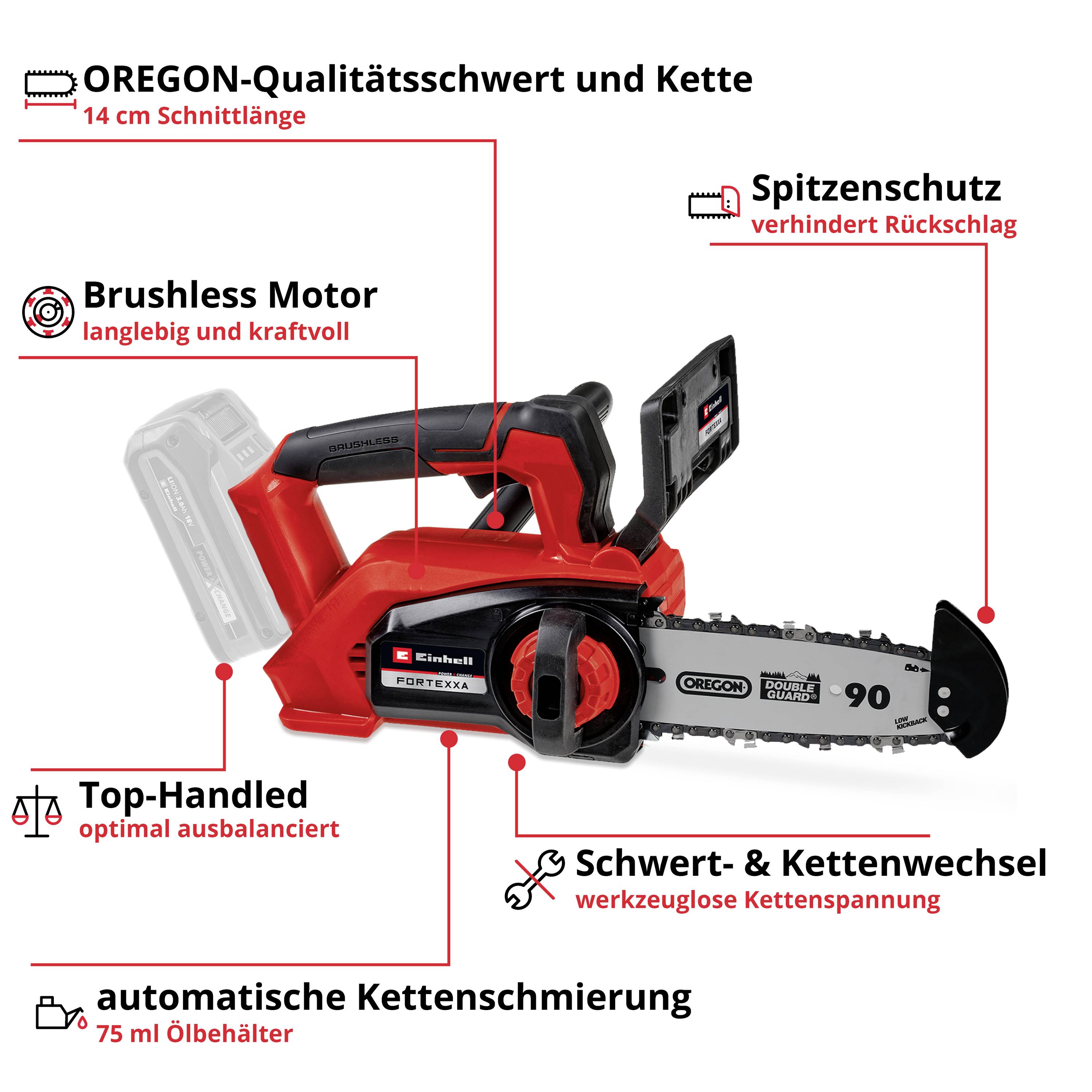 Einhell Professional FORTEXXA 18/20 TH Akku Akku-Kettensäge ohne Akku, ohne Ladegerät 18 V Schwertlänge 200 mm-1
