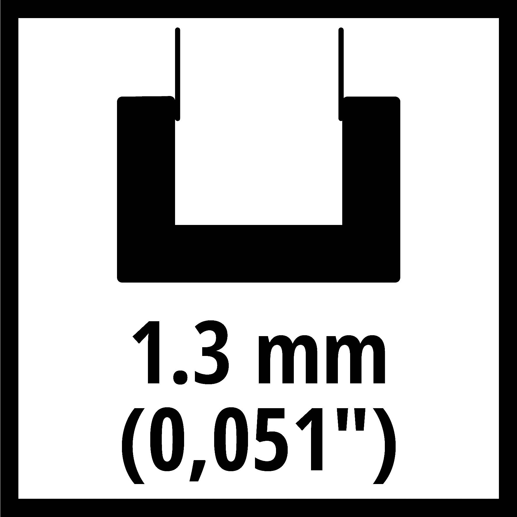 'Symbol für einen U-förmigen Steckkontakt mit einer Breite von 1,3 mm (0,051 Zoll).'