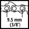 'Darstellung einer Kettenglied-Verbindung mit einer Breite von 9,5 mm (3/8 Zoll).'