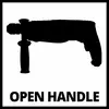 'Open Handle' Symbol eines Bohrhammers mit senkrechtem Griff, der auf die Handhabung hinweist.