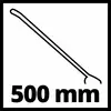 Ein Zeichen zeigt eine Linie mit einem Winkel am Ende, daneben der Text '500 mm', vermutlich zur Angabe der Länge des dargestellt Objekts.