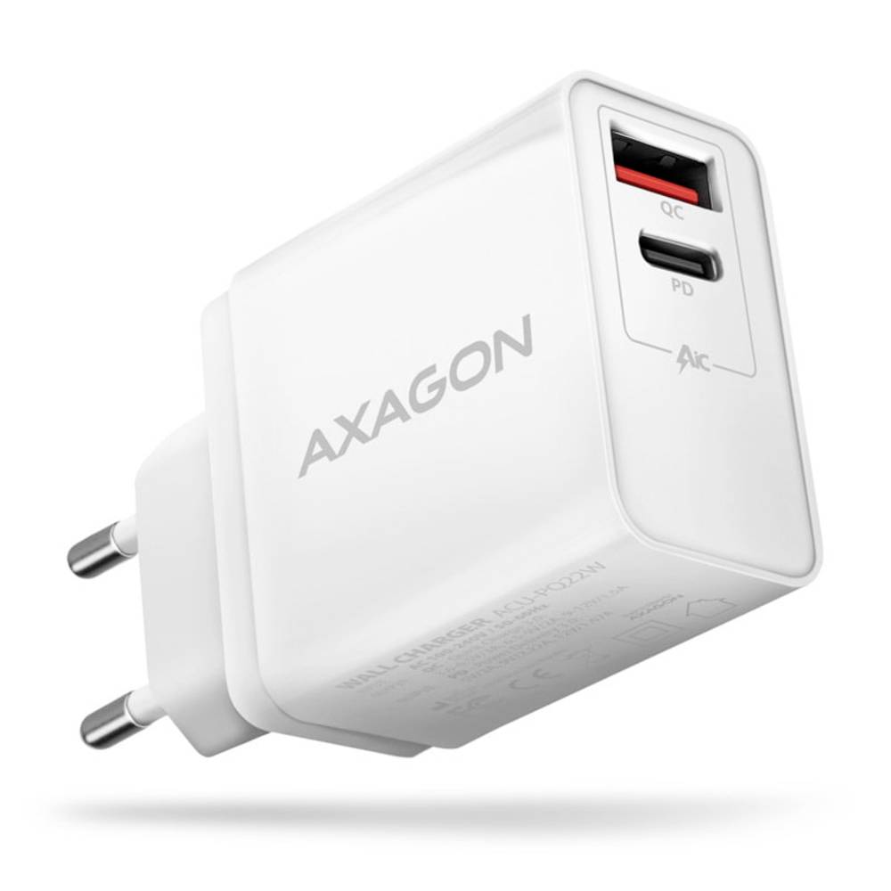 AXAGON ACU-PQ22W ACU-PQ22W USB-oplader Thuis 2 x USB-A, USB-C USB Power Delivery (USB-PD), Qualcomm 
