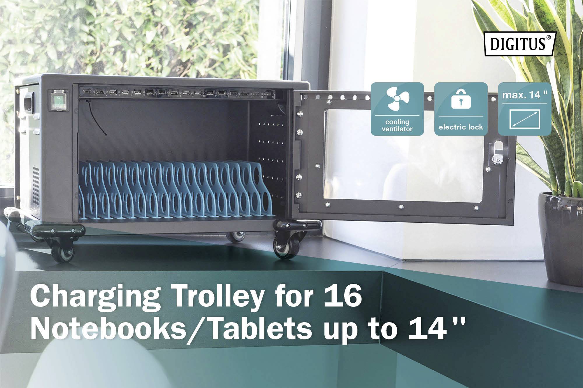 DIGITUS Mobiler Ladeschrank für Tablets bis 14 Zoll - 384 x 550 x 375 mm-11