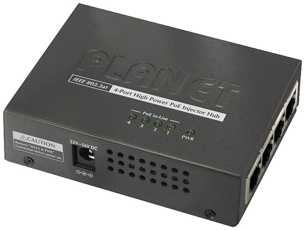 Planet Power Injector Wechselstrom 100-240 V 120 Watt Ethernet 10/100/1000 Ausgangsbuchsen: 4-0