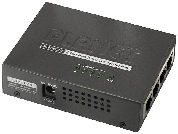 Planet Power Injector Wechselstrom 100-240 V 120 Watt Ethernet 10/100/1000 Ausgangsbuchsen: 4