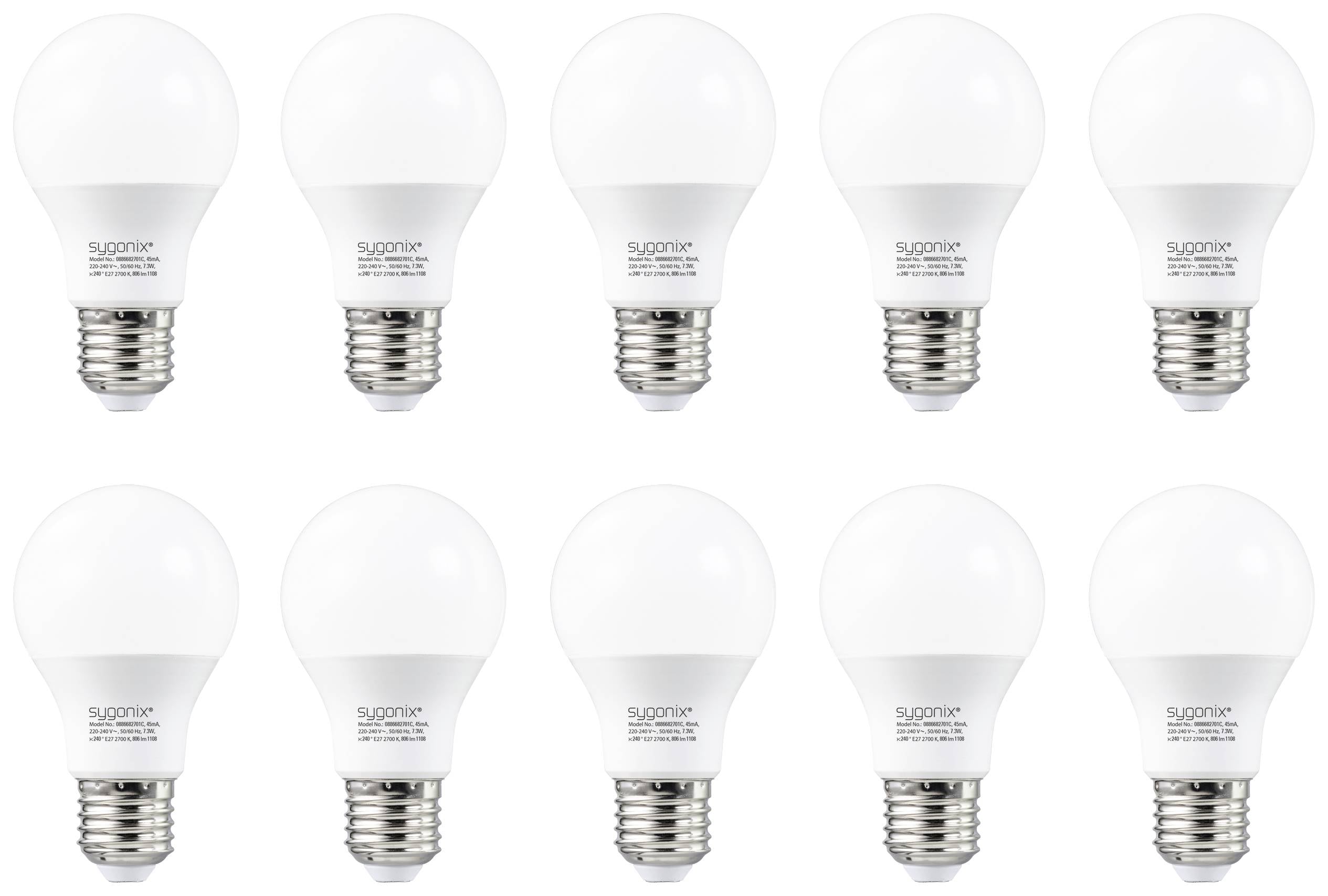 Sygonix SY-5237740 LED EEK E (A - G) E27 7.3 W = 60 W Warmweiß (Ø x H) 60 mm x 105 mm nicht dimmbar 10 St.