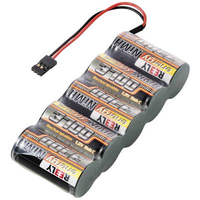 Ein wiederaufladbarer NiMH-Akku-Pack mit vier Zellen und Kabeln, geeignet für RC-Modelle oder elektronische Anwendungen.