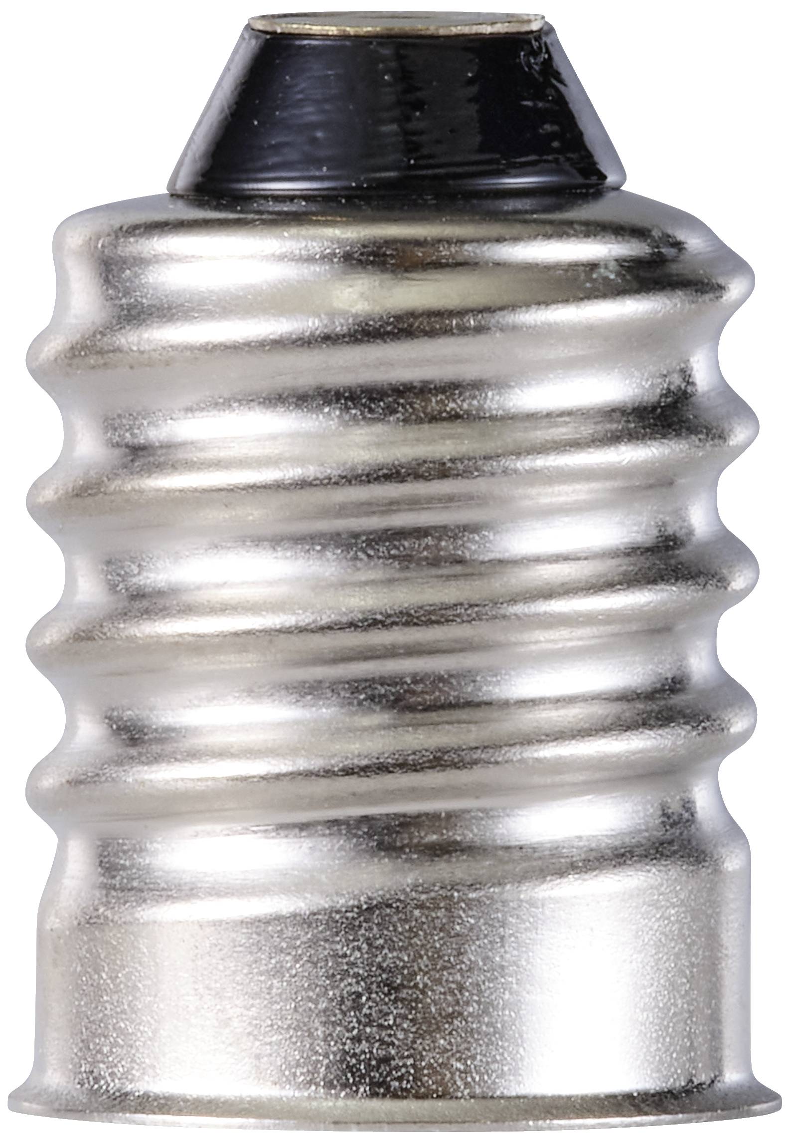 Metallspitze für Dartpfeil, silberfarben mit Rillen, schwarze Spitze oben.