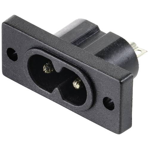 TRU COMPONENTS TC-10475836 Kaltgeräte-Steckverbinder C8 Stecker, Einbau vertikal Gesamtpolzahl: 2 2.5 A Schwarz 1 St.