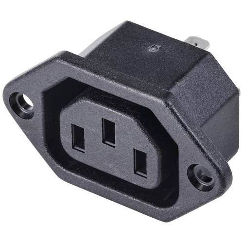 TRU COMPONENTS TC-10475844 Kaltgeräte-Steckverbinder C8 Buchse, Einbau vertikal Gesamtpolzahl: 3 10 A Schwarz 1 St.