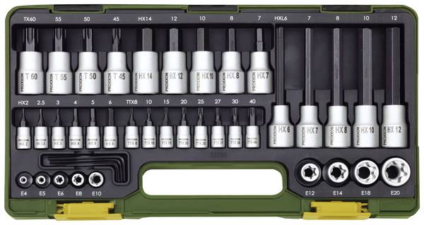 Proxxon  Steckschlüssel-Bit-Einsatz-Set  1/2", 1/4" 42teilig 23290
