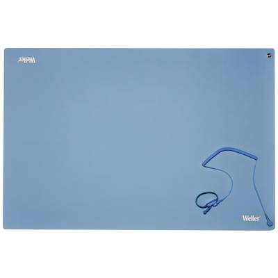 Blaue Lötmatte von Weller mit Kabelhalterung in der unteren rechten Ecke.