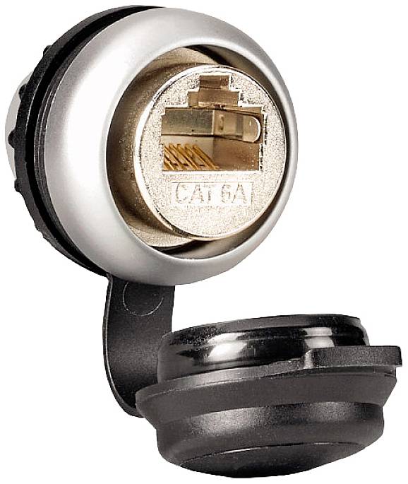 Ein Autoarmaturenbrett mit montiertem CAT6-Anschlussadapter, ideal für sichere Netzwerkverbindungen im Fahrzeuginneren.