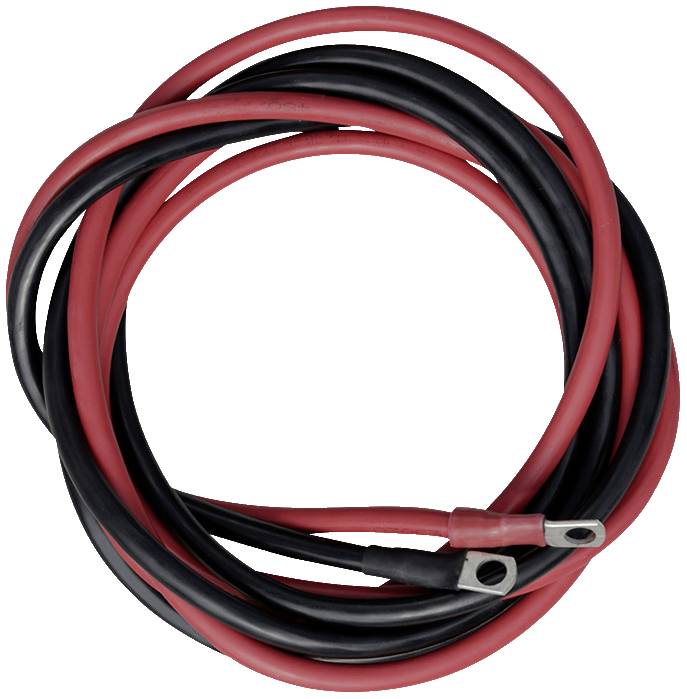 Rotes und schwarzes Kabelpaar, miteinander verbunden.