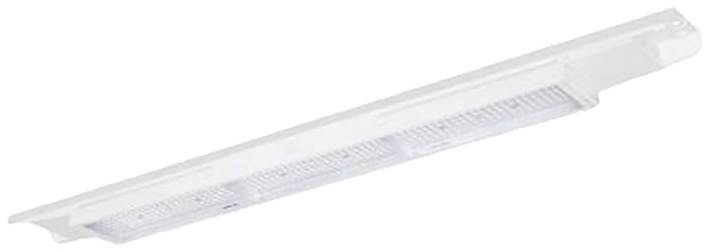Weiße LED-Leuchte in länglichem Design, geeignet für Deckenmontage in Innenräumen wie Büros oder Geschäften.