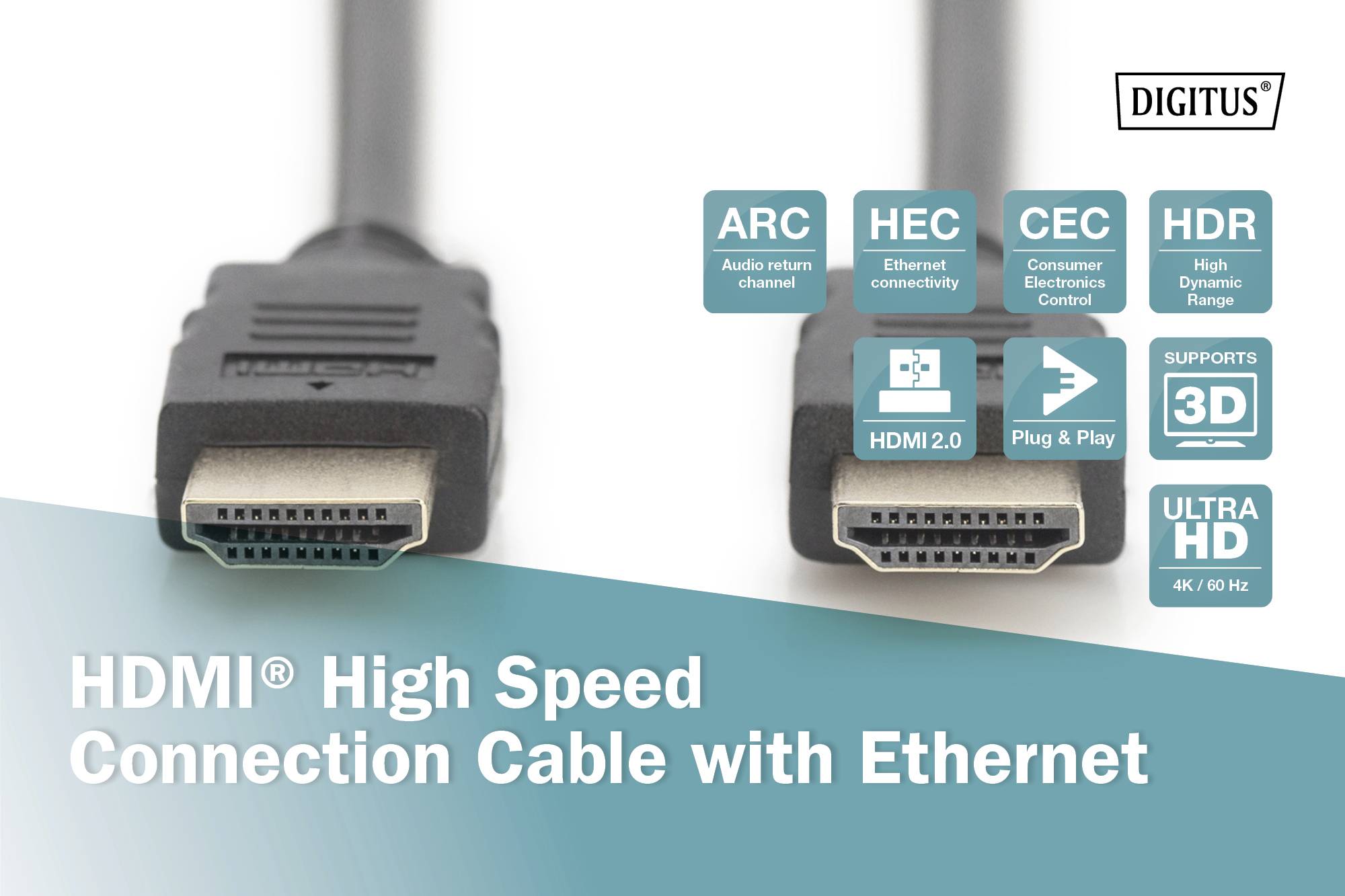 Digitus HDMI Anschlusskabel HDMI-A Stecker 5.00 m Schwarz DB-330123-050-S 4K UHD, Audio Return Channel, Flexibel, Folien-4