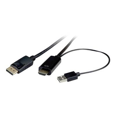 Roline HDMI / DisplayPort / USB Anschlusskabel DisplayPort Stecker, HDMI-A Stecker, USB-A Stecker 1 m Schwarz 11.04.5991