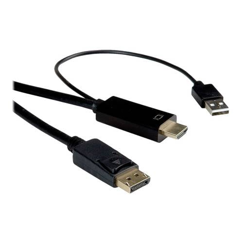 ROLINE HDMI-Kabel UltraHDTV - DisplayPort, ST/ST, schwarz, 2 m