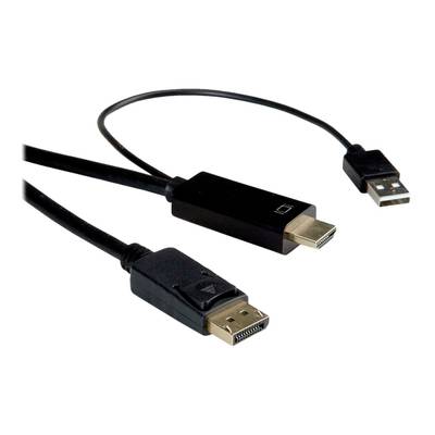 Roline HDMI / DisplayPort / USB Anschlusskabel DisplayPort Stecker, HDMI-A Stecker, USB-A Stecker 2 m Schwarz 11.04.5992